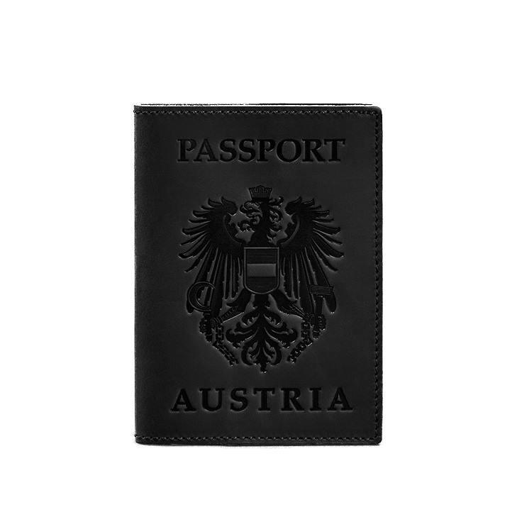Обложка для паспорта Crazy Horse Австрийский герб кожаная Черный (A-027221)