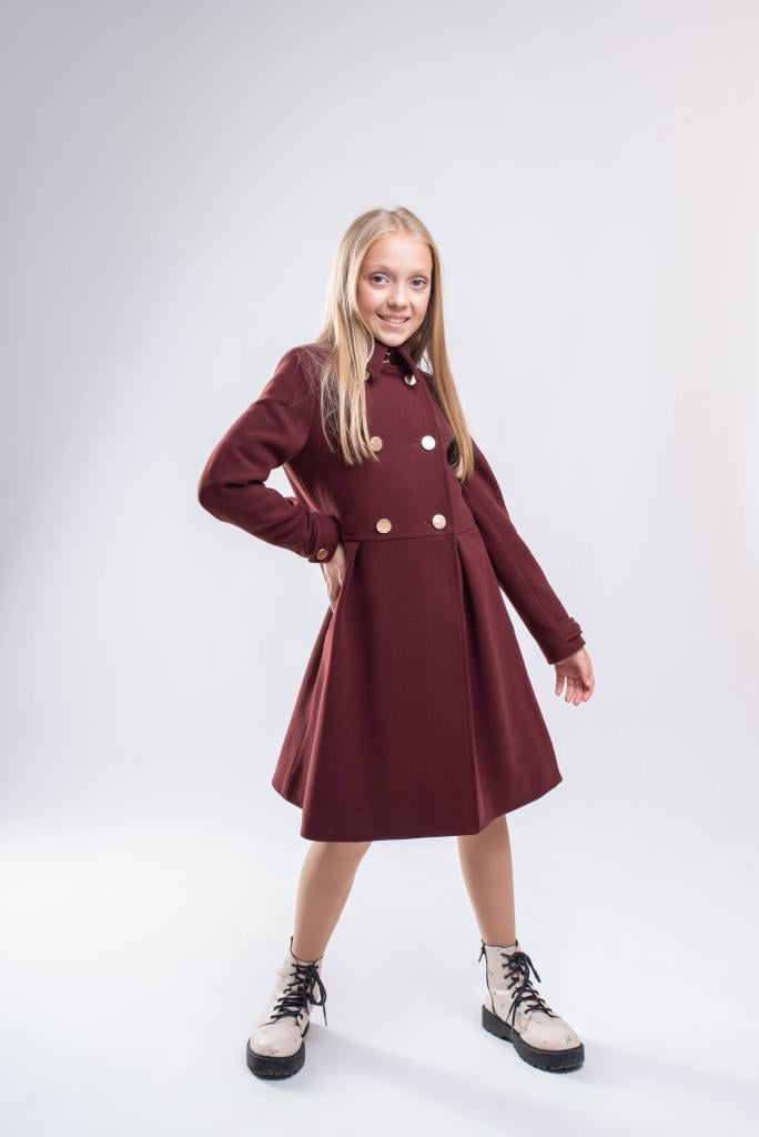 Пальто дитяче демісезонне для дівчинки 140-146 см Коричневий (Pbr/140-146) - фото 2