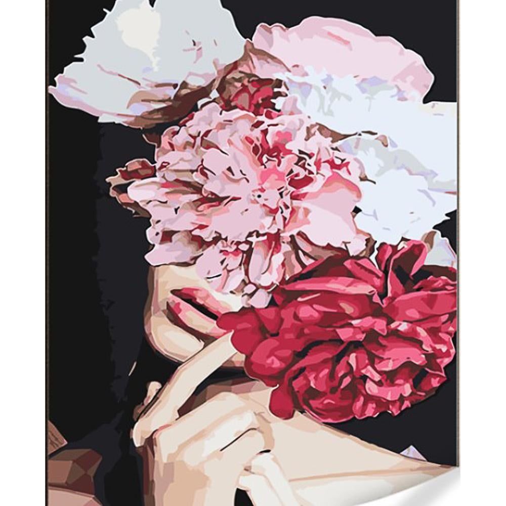 Картина по номерам Strateg Премиум Мнения-пионы с лаком и уровнем 40x50 см (Str-GS1592)