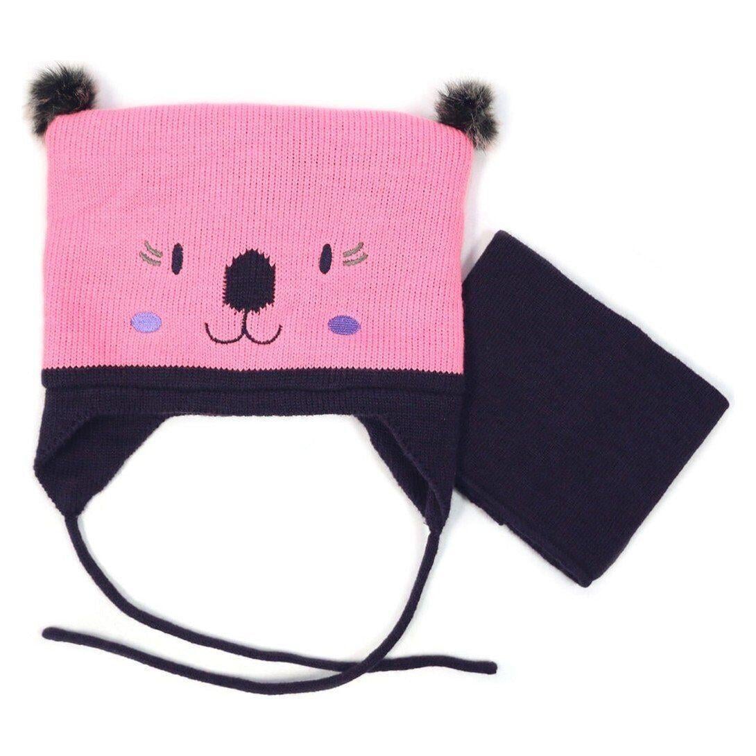 Шапка с баффом вязаные для девочки Peluche&Tartine F16ACC40BF зимние 46-48 см Нежно-розовый (F16ACC40BF-Rosegum-12/24m)
