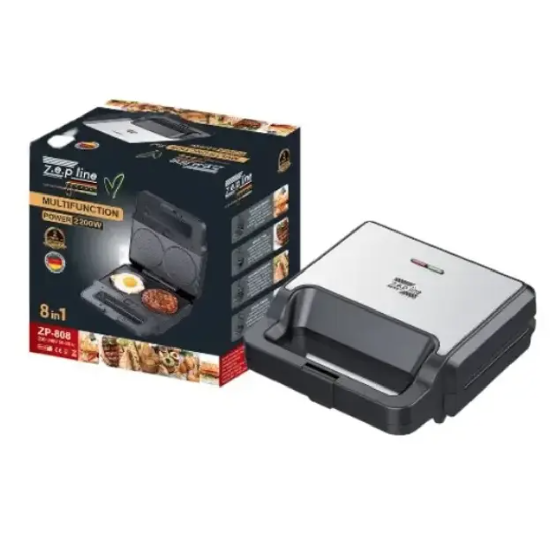 Вафельница Zeplin со сменными панелями электрогриль 8в1 2200 W Черный (31431728)