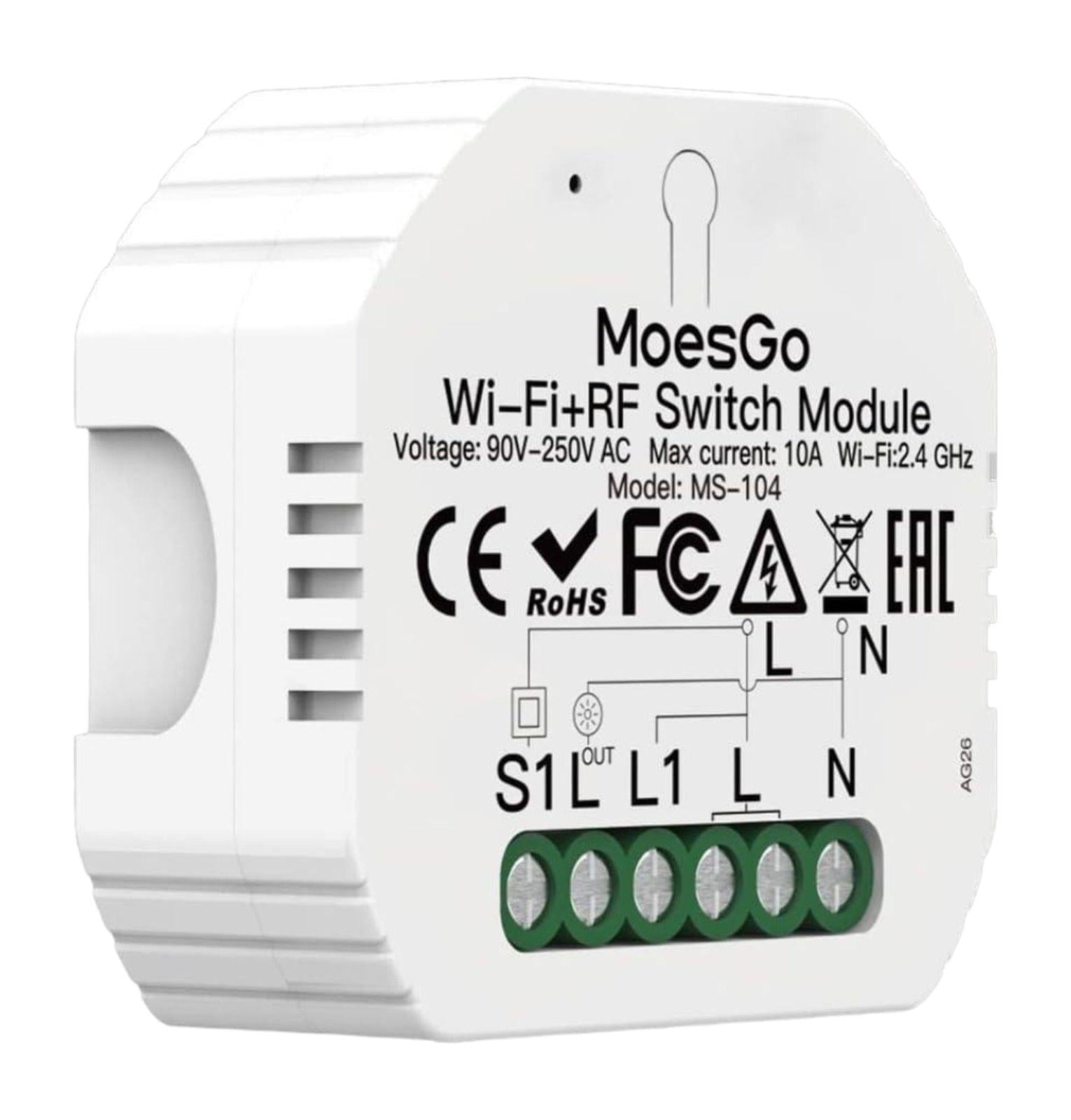 Модуль інтелектуального вимикача світла MoesGo WiFi 1-сторонній/2-сторонній міні