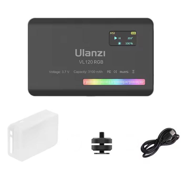 Накамерный светодиодный осветитель Ulanzi VL120 RGB с аккумулятором 3100 mAh Черный (34199064)