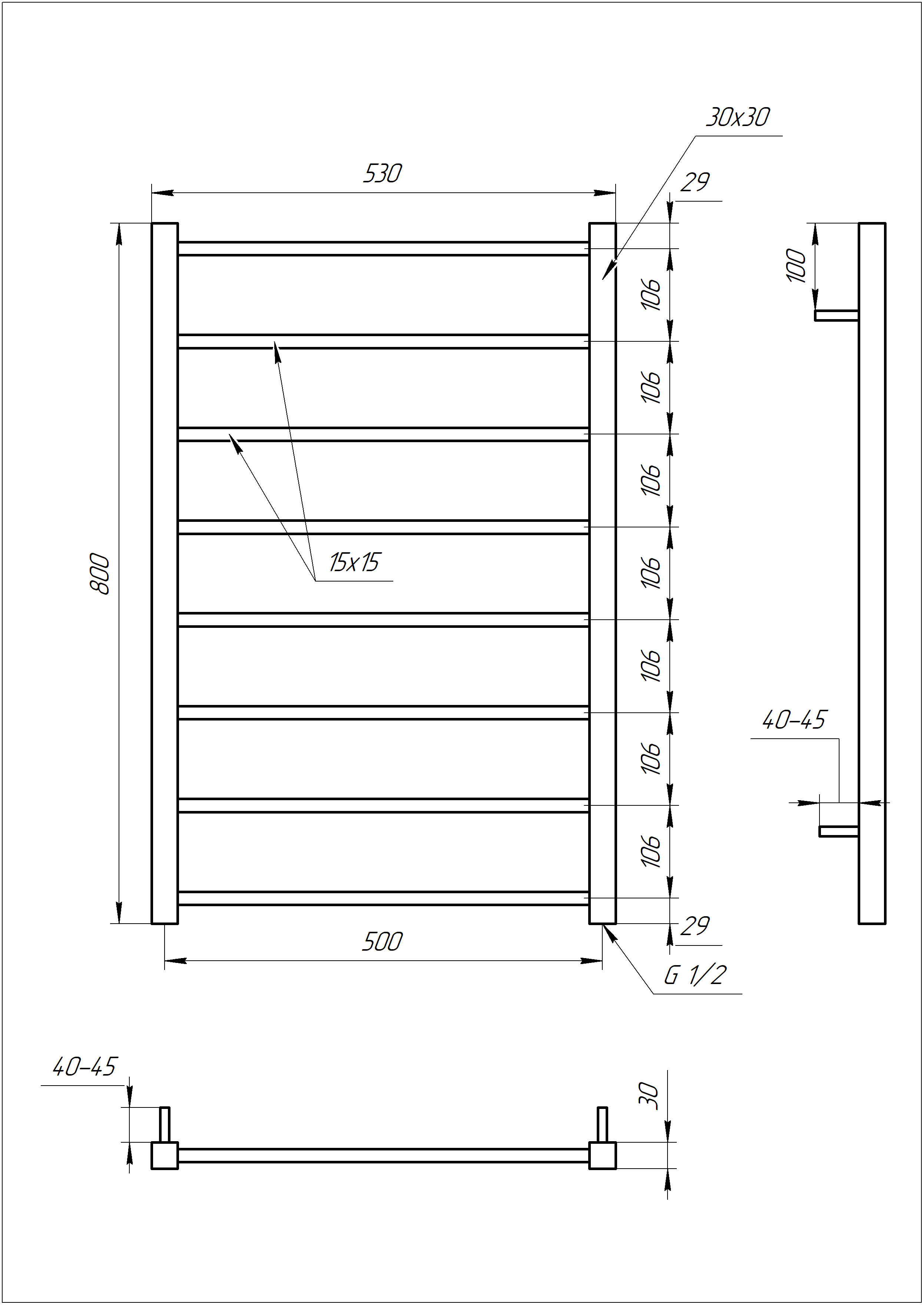 Рушникосушарка водяна Genesis Aqua Flat 80x53 см Чорний (2241-2) - фото 5