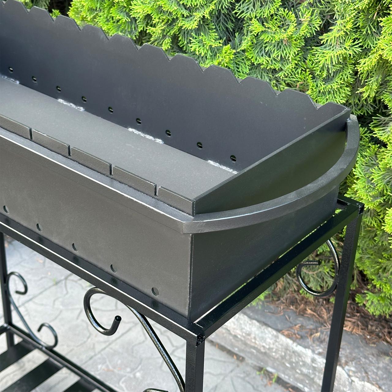 Мангал Metalzavod Гефест на 12 шампурів 4 мм на дровниці 99х36,5х94,5 см (MD12-4) - фото 4 Мангал Metalzavod Гефест на 12 шампурів 4 мм на дровниці 99х36,5х94,5 см (MD12-4) - фото 4