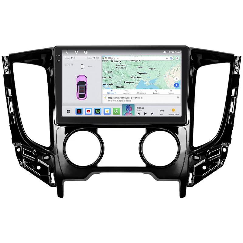 Автомагнитола Lesko для Mitsubishi L200 V Manual AC 2015 9" 4/64 QLED CarPlay 4G Wi-Fi GPS 360