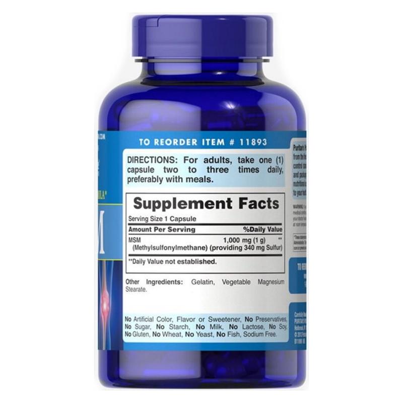 МСМ/Метилсульфонилметан/MSM Puritan's Pride 1000 мг 120 капсул - фото 3 МСМ/Метилсульфонилметан/MSM Puritan's Pride 1000 мг 120 капсул - фото 3