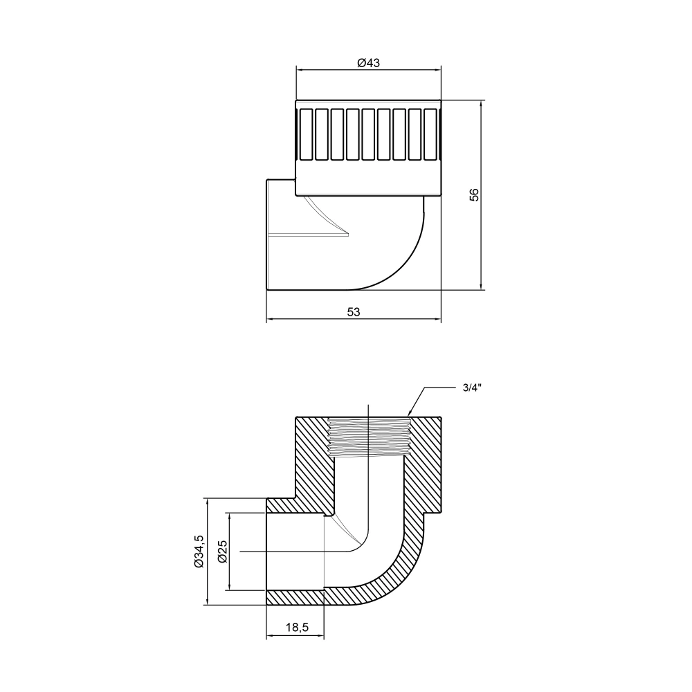 Уголок Thermo Alliance PPR 25 мм х 3/4" 90° (FRRS00029418) - фото 3