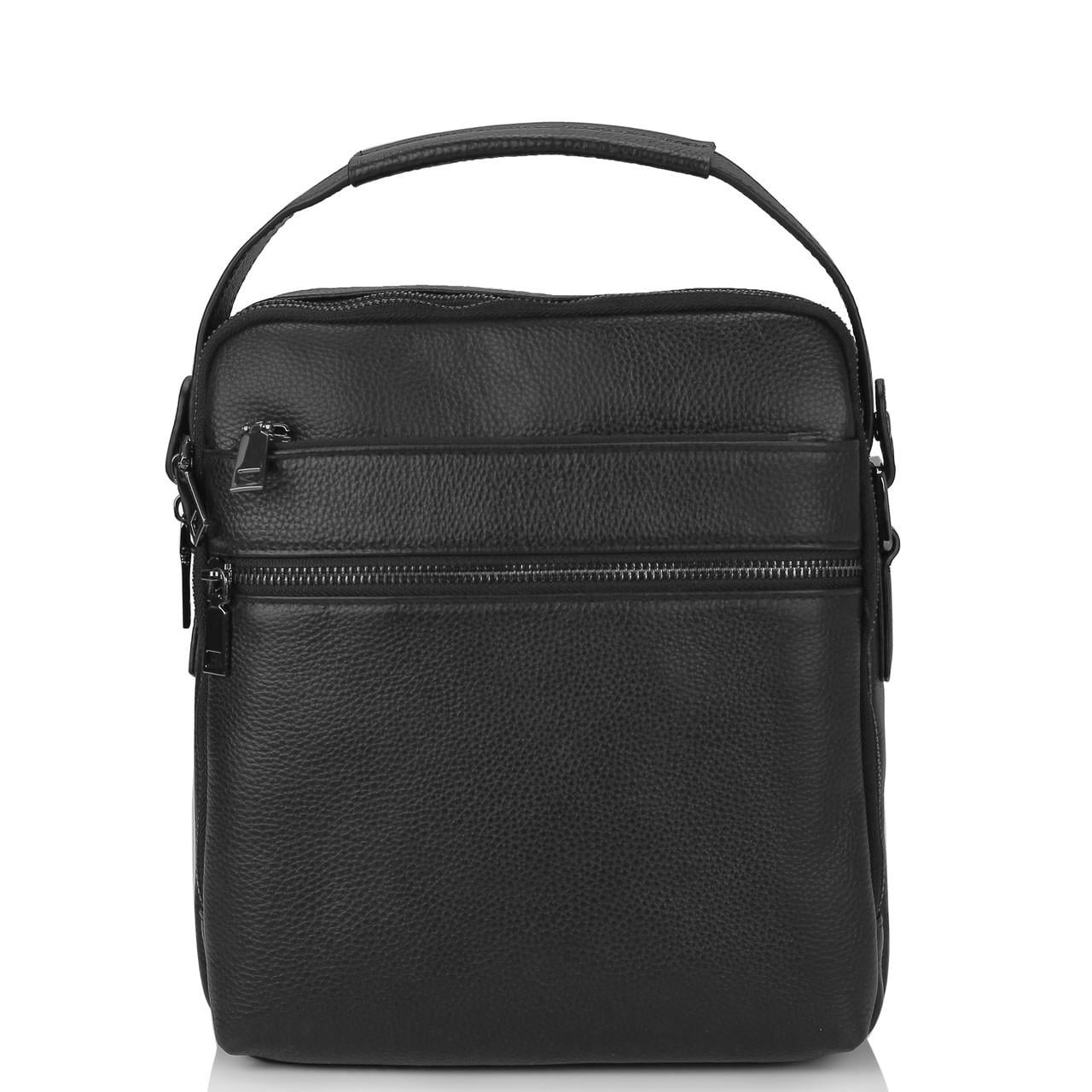 Мужская сумка-мессенджер Tiding Bag на два отделения из натуральной кожи Черный (711511)