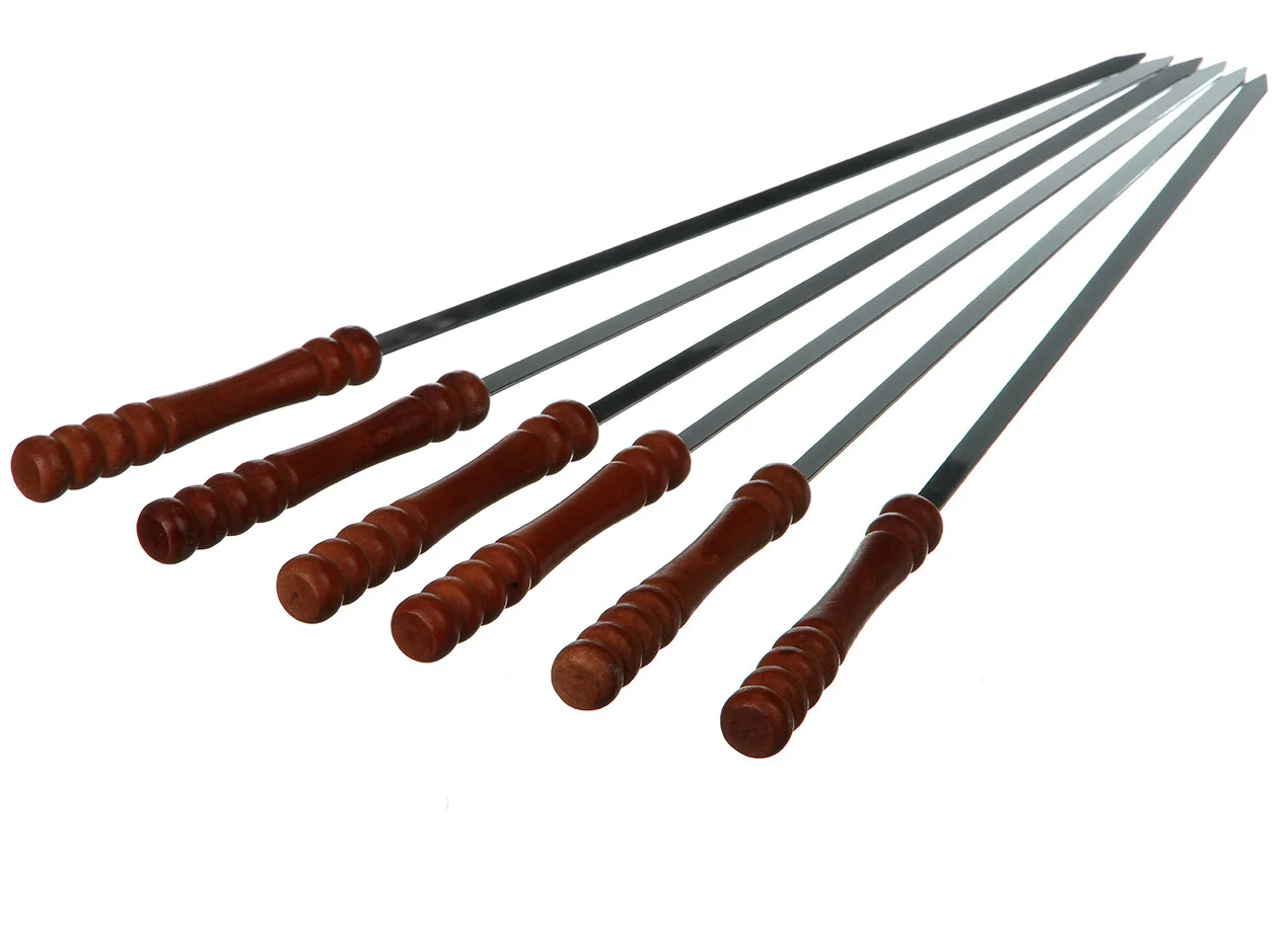 Шампури плоскі A-Plus з хромованою стали з дерев'яною ручкою (MPL-1845)