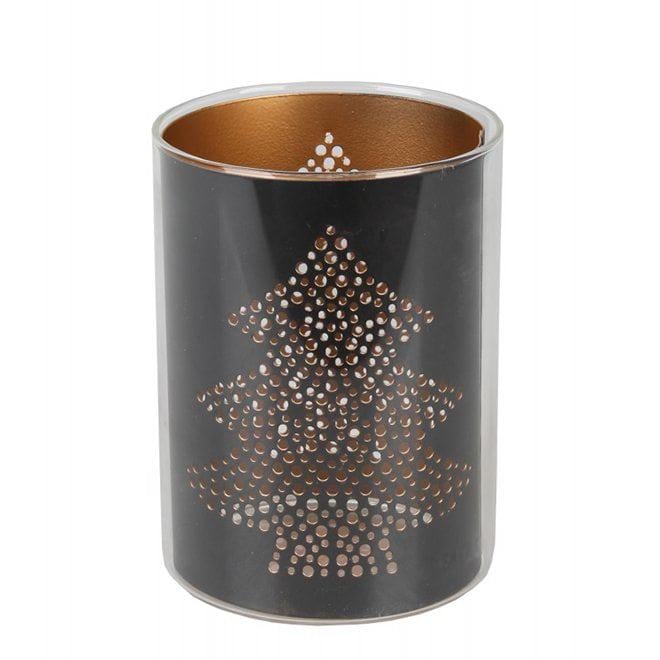 Подсвечник стеклянный Flora с металлической вставкой 12 см (50163)