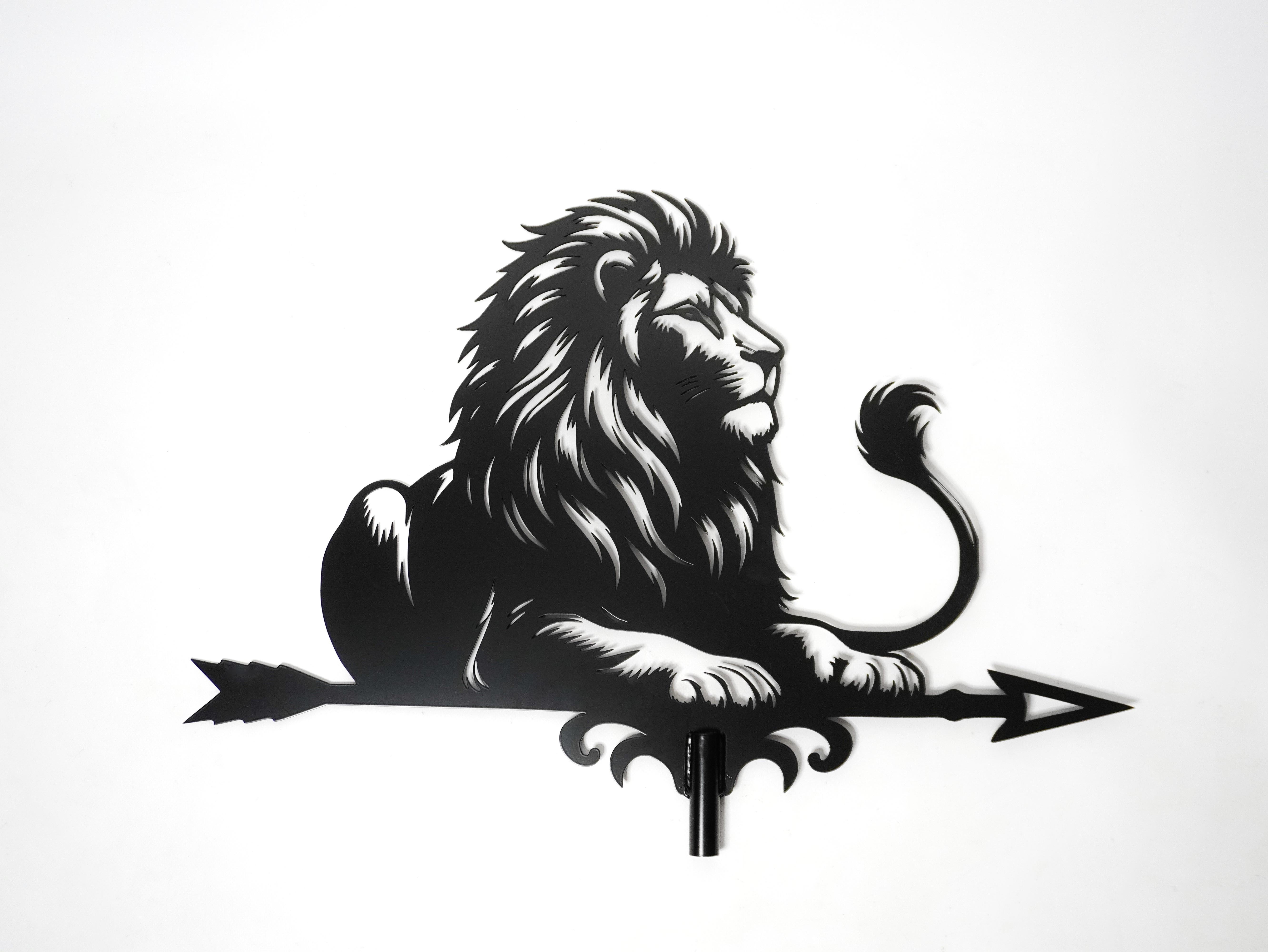 Флюгер на крышу металлический Лев 2 Черный