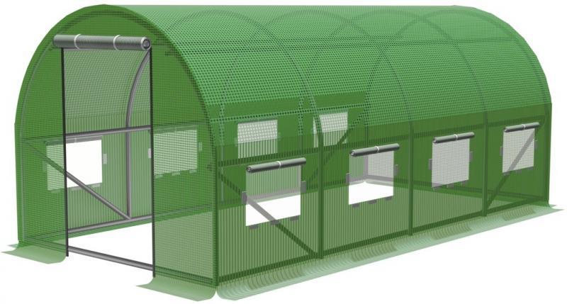 Теплиця плівкова GardenLine TUN5606 10 м2 з вікнами 4х2,5х2 м Зелений (1245)