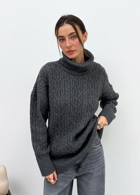 Светр з візерунком жіночий ART KNIT Олівія oversize Графітовий - фото 2 Светр з візерунком жіночий ART KNIT Олівія oversize Графітовий - фото 2