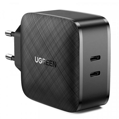 Зарядное устройство сетевое Ugreen CD216 2xUSB GAN 66W PD 2xType-C PD Fast Charger Черный (70867)
