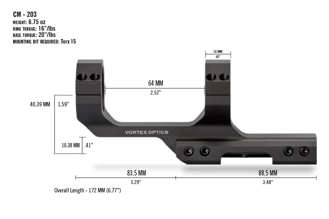 Крепление Vortex Cantilever Mount 30 мм 3" Offset Rings (CM-203) - фото 4