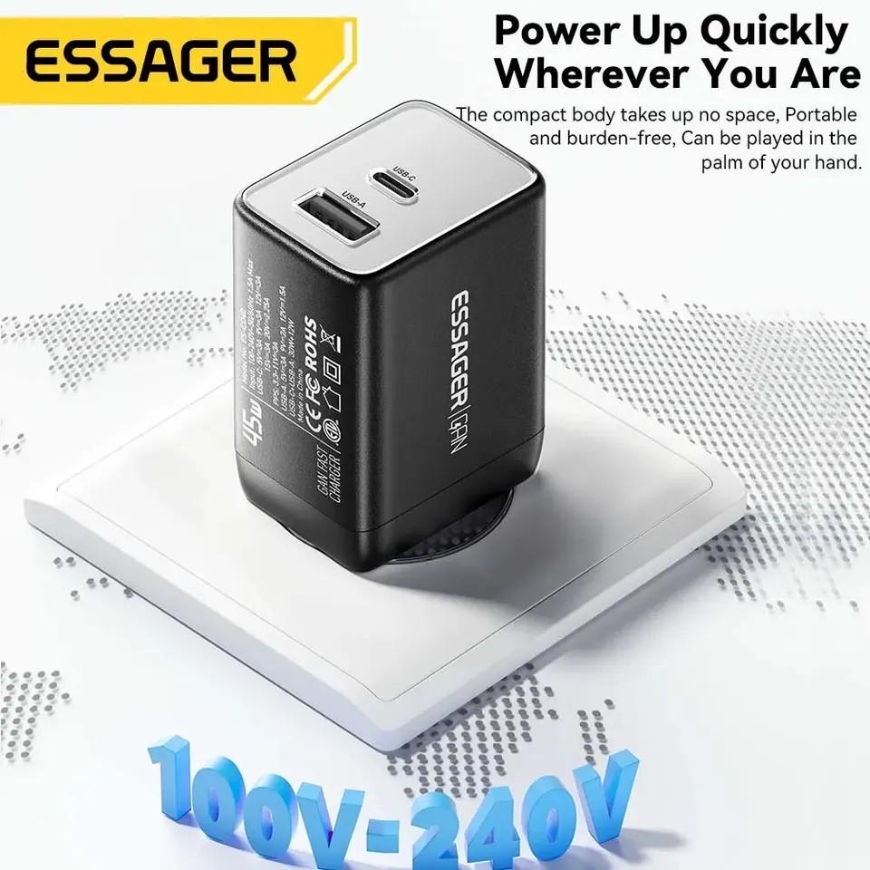 Зарядное устройство сетевое Essager 45W GaN PD USB-C/USB-A (25397397) - фото 3 Зарядное устройство сетевое Essager 45W GaN PD USB-C/USB-A (25397397) - фото 3