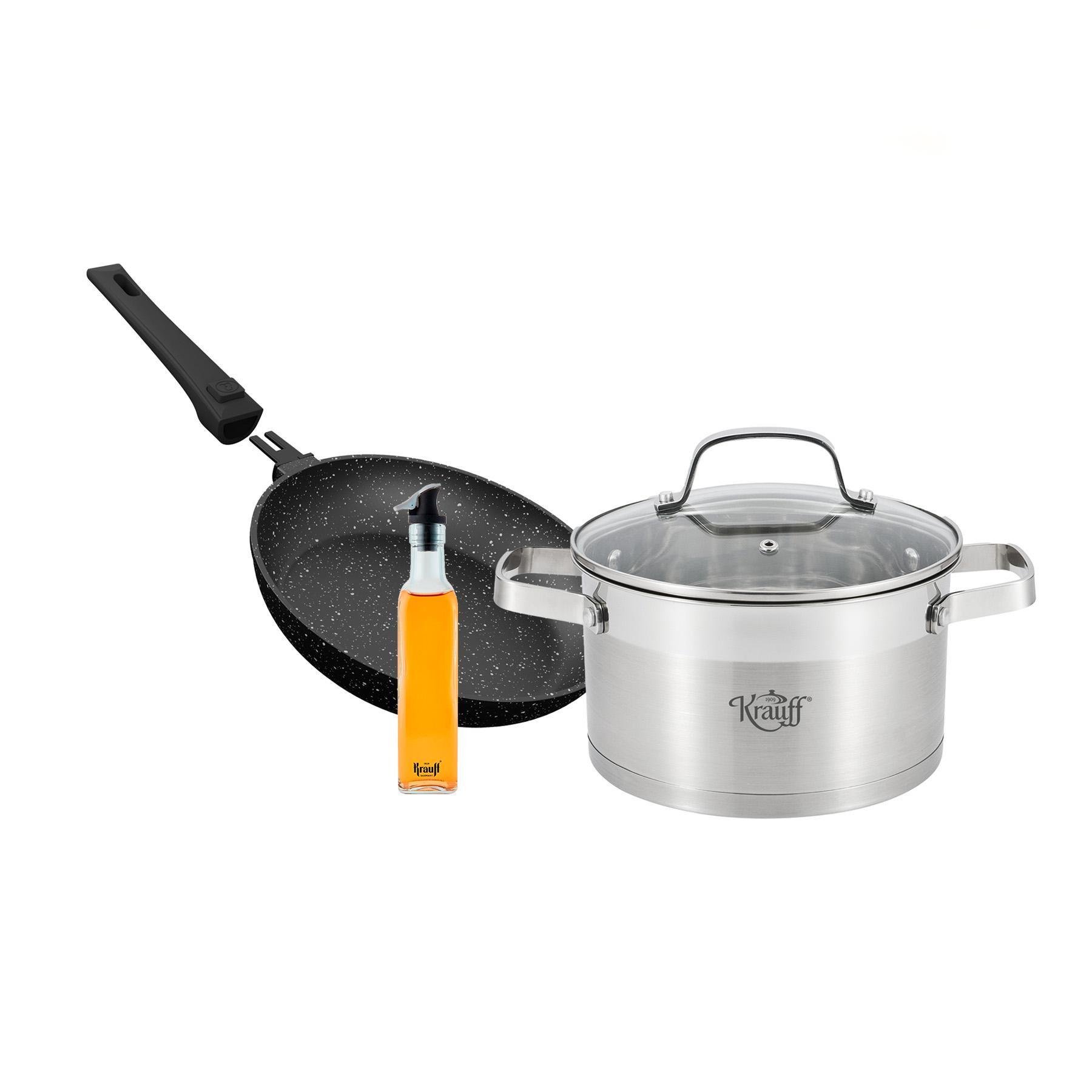 Набор Krauff кастрюля Сharmant 1,9 л и сковорода Weinessig с емкостью для масла или уксуса (28529)