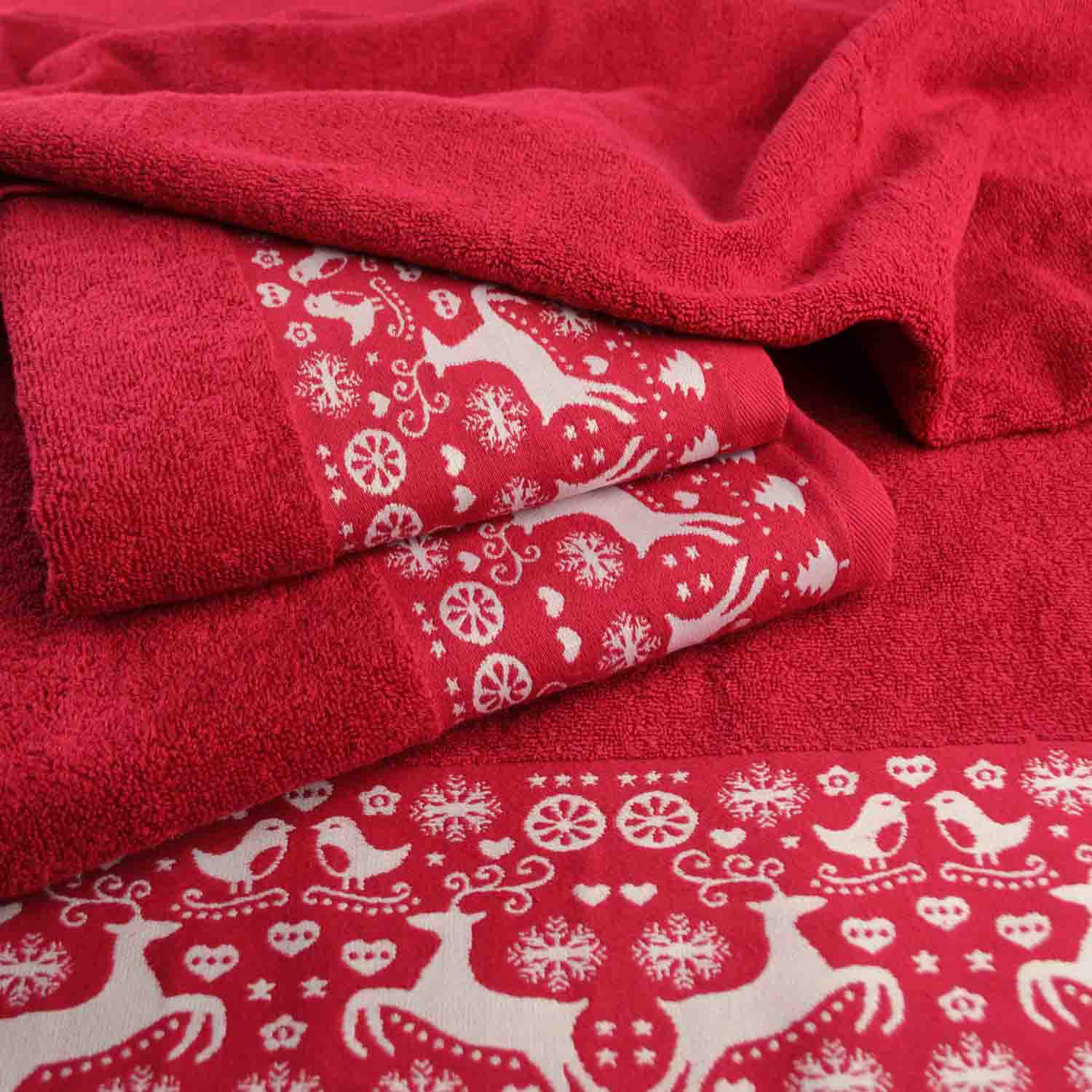 Рушник махровий GM Textile Merry Christmas Олені 40х70 см Червоний (500-70-mk-o-red) - фото 4