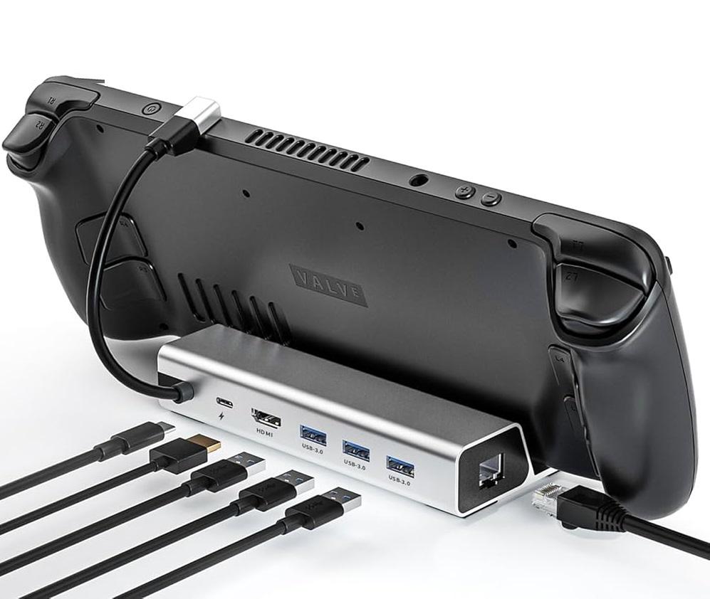 Док-станція 6в1 100W для Steam Deck HDMI 4K/ Gigabit Ethernet/ 3хUSB/ USB-C Metal - фото 1