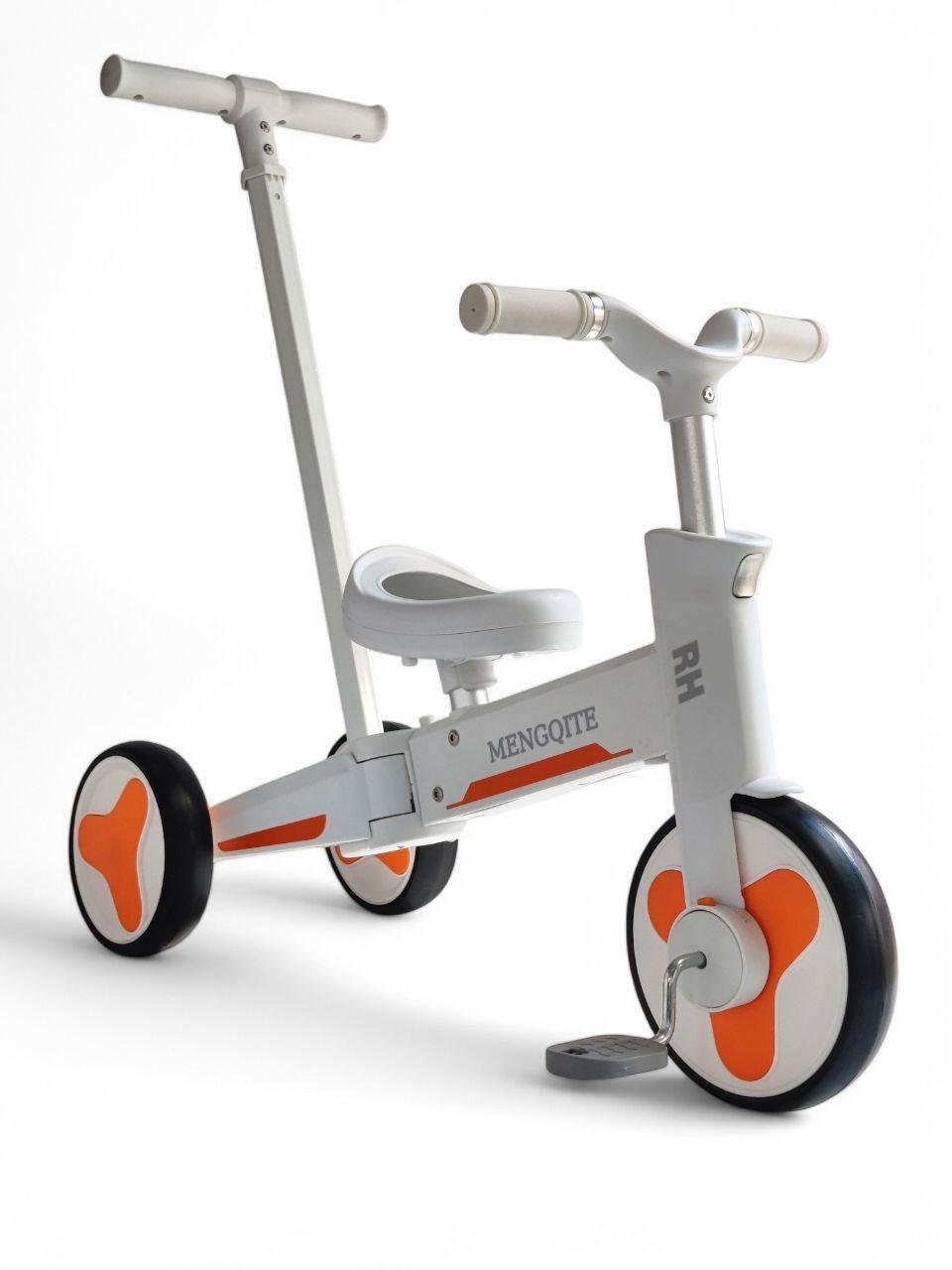 Детский велосипед с родительской ручкой Mengqite RH 558-1 трехколесный Оранжевый (558-1r-s5)
