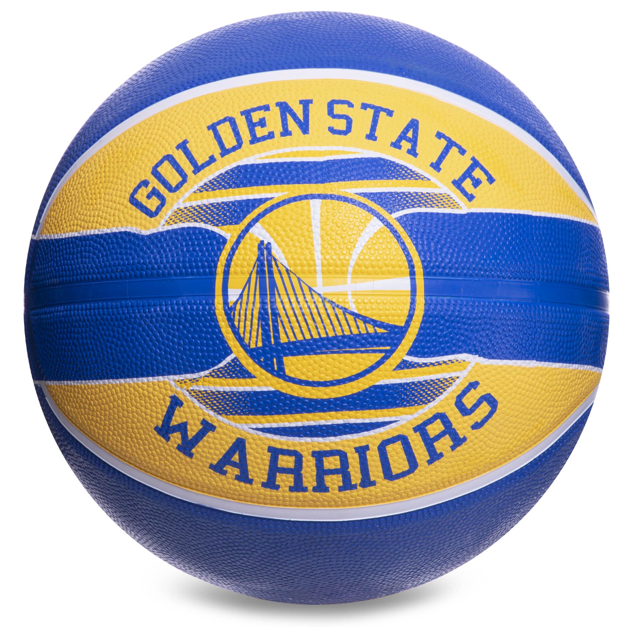 Мяч баскетбольный резиновый Zelart SPALDING NBA Team GLDEN Warriors 83515Z №7 Синий/Желтый (DR006135)