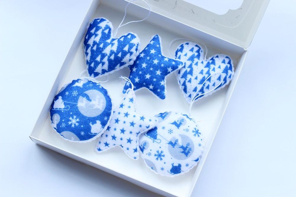 Набор подарочный из фетра Pugovichok "Сердце слой звезда" Бело-Синий (SUN5152)