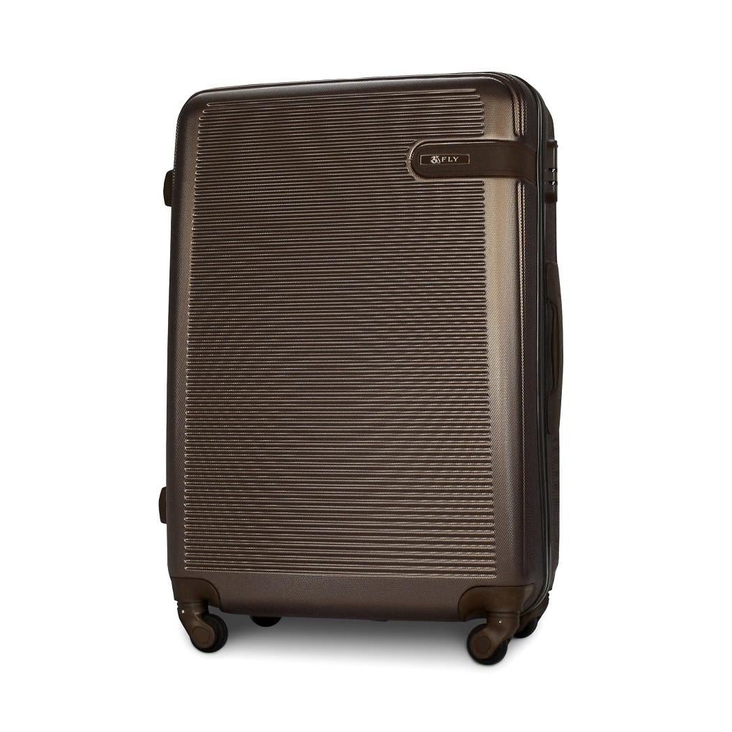 Чемодан Fly 1101 большой 74х51х30 см 90 л пластиковый на 4 колесах Коричневый