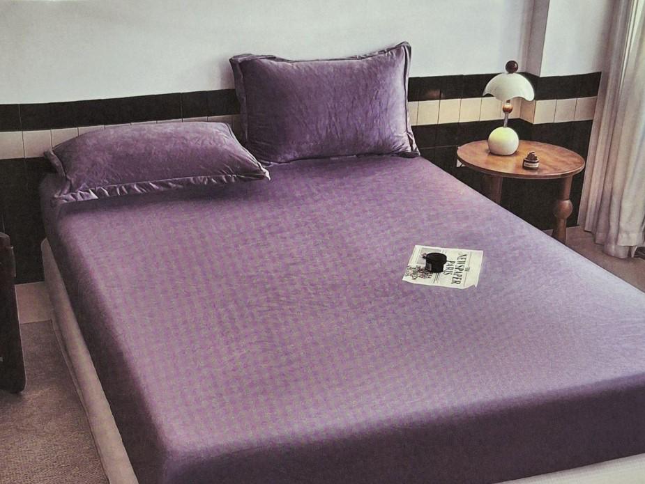 Простыня на резинке Colorful Home велюровая 180x200x25 см Сиреневый (1628) - фото 1 Простыня на резинке Colorful Home велюровая 180x200x25 см Сиреневый (1628) - фото 1