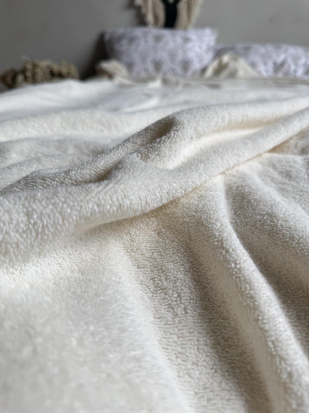 Простынь-покрывало махровое ZEINTEX MADEIRA хлопковое 150х220 см Молочный (26982210) - фото 4