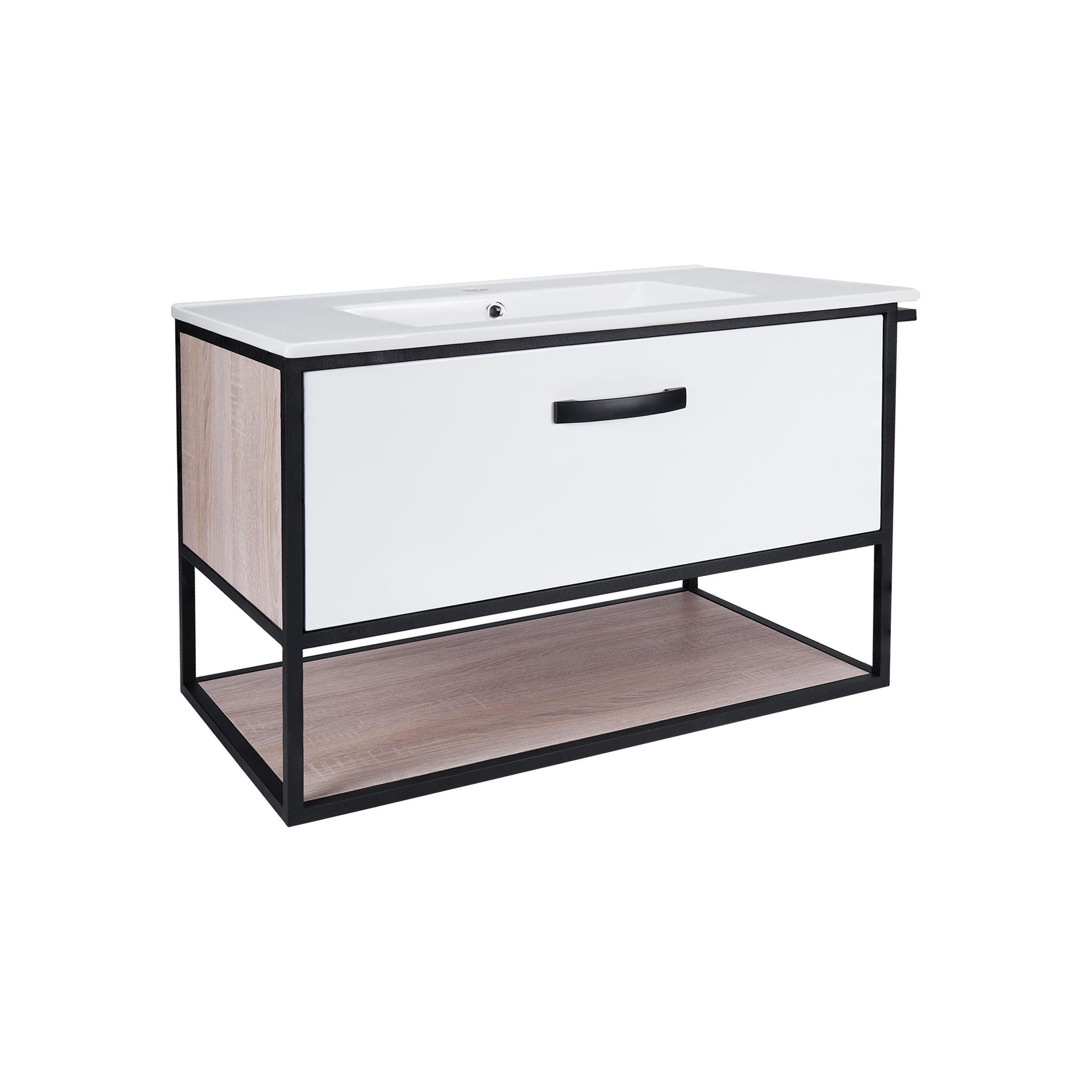 Комплект Qtap Taurus oak тумба подвесная с врезной раковиной 800х580х437 мм White/Whitish (QT2472TPT803WWO)