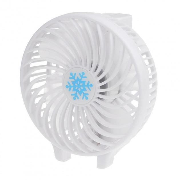 Портативный вентилятор Handy Mini Fan с ручкой и фонарем 10 см Белый