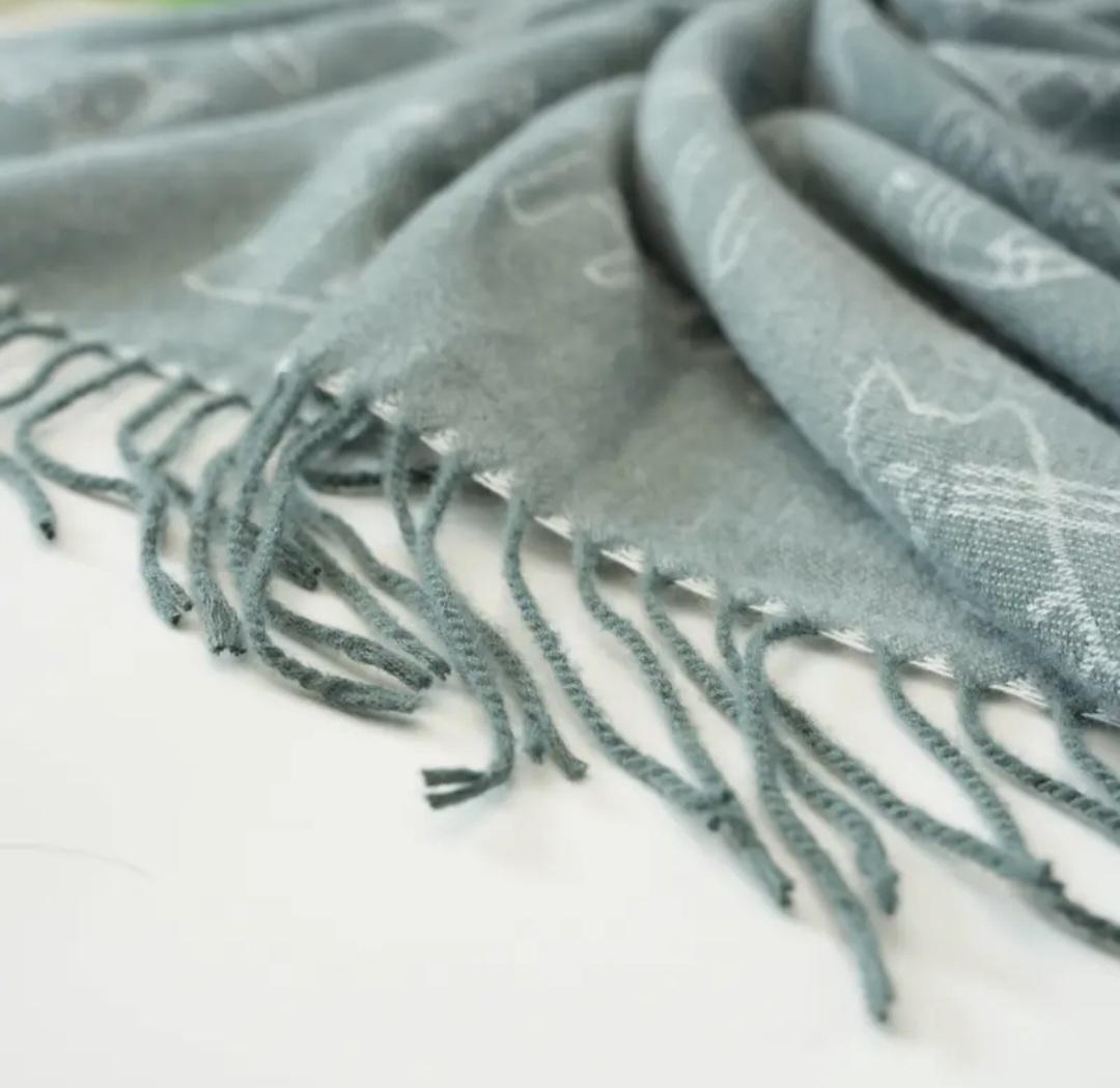 Шарф квадратний теплий Зелено-сірий (00044) - фото 3 Шарф квадратний теплий Зелено-сірий (00044) - фото 3