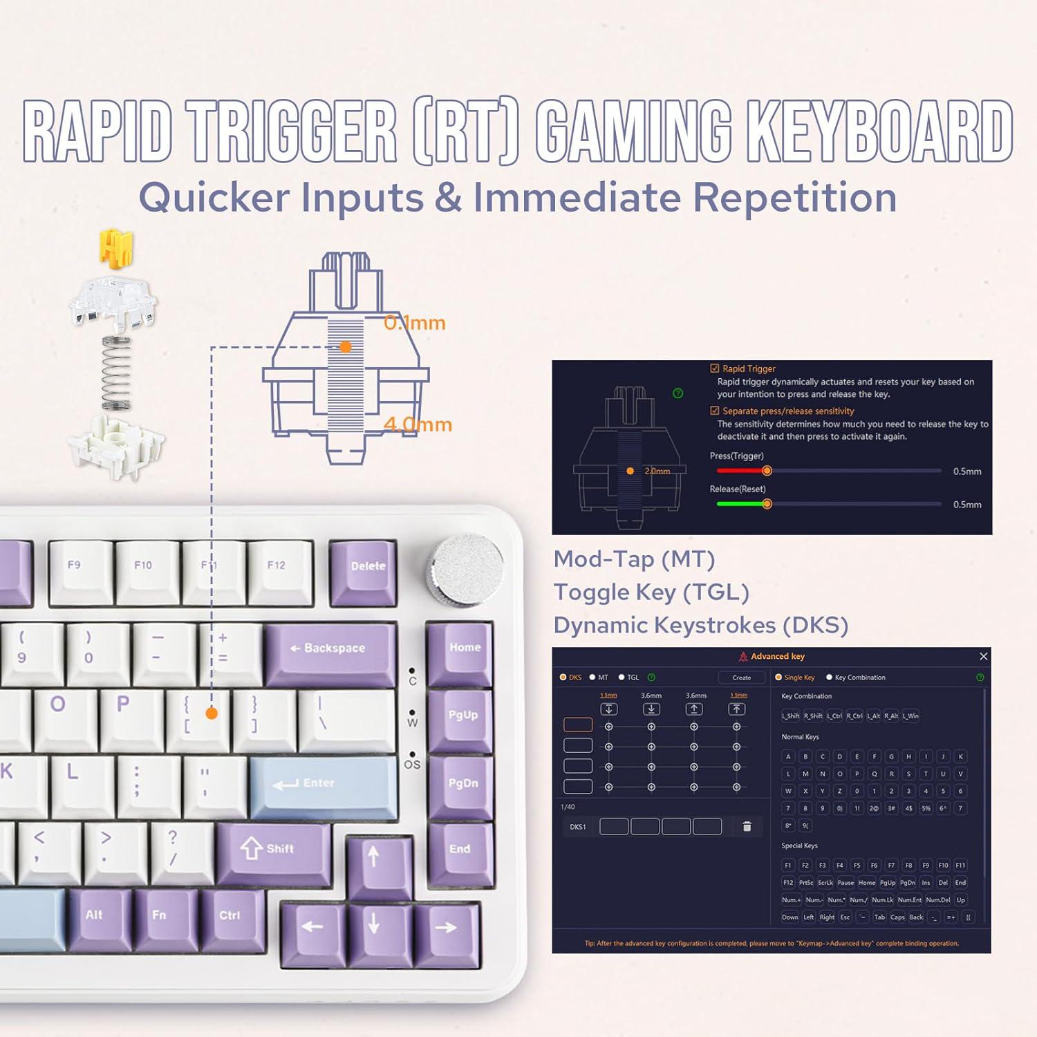 Клавиатура механическая Ajazz AK820 Max HE с магнитными переключателями Белый (25250378) - фото 4
