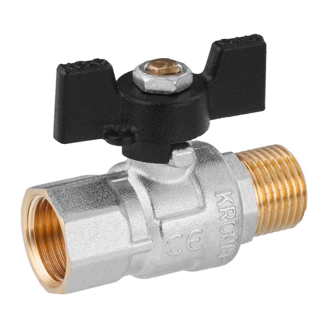 Кран кульовий Kroner ВЗ PN40 1/2" метелик/нікельований (CV033207) - фото 3 Кран кульовий Kroner ВЗ PN40 1/2" метелик/нікельований (CV033207) - фото 3