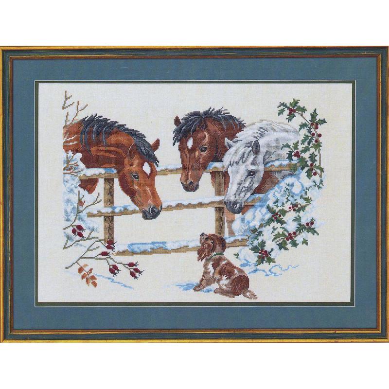 Набор для вышивания крестиком Eva Rosenstand 12-741 Horses - puppies (49996)