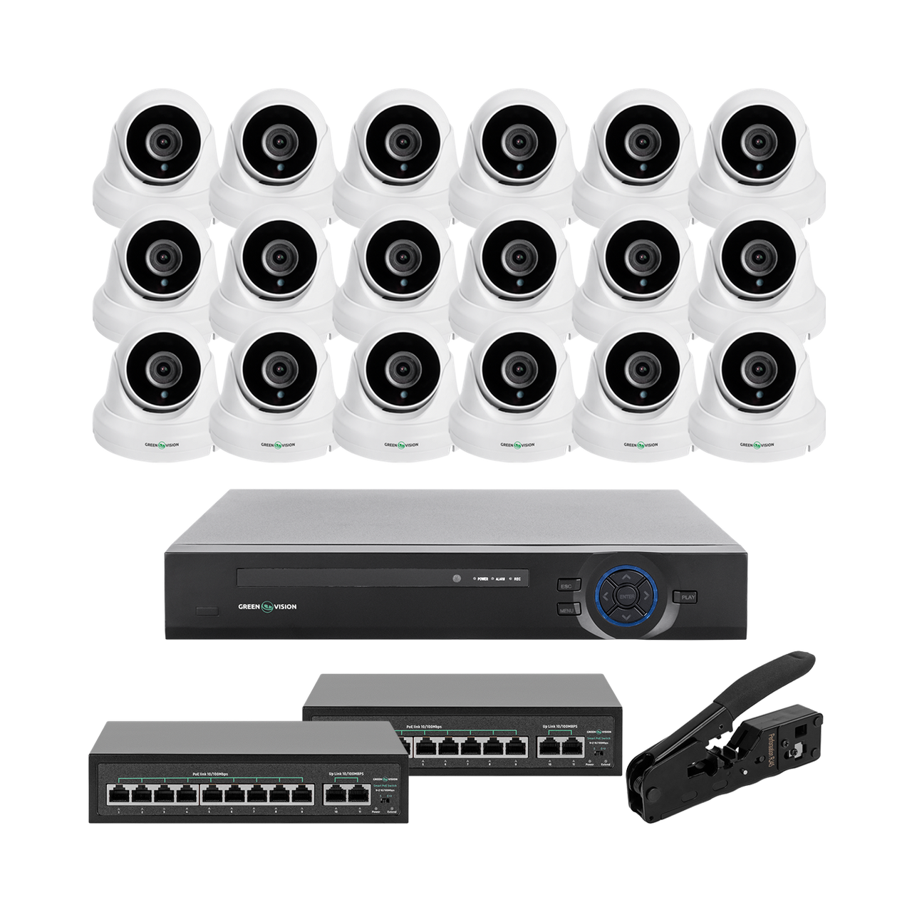 Комплект видеонаблюдения GreenVision GV-IP-K-W85/18 5MP на 18 камер (2352551146)
