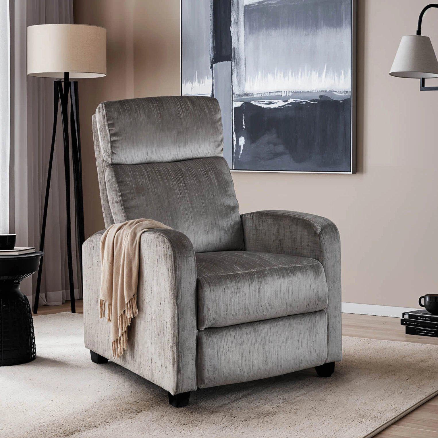 Крісло м'яке Mebel Elite DANNY Welur розкладне з реклайнером Сірий (ME.DANNY/P/V/FW) - фото 12 Крісло м'яке Mebel Elite DANNY Welur розкладне з реклайнером Сірий (ME.DANNY/P/V/FW) - фото 12