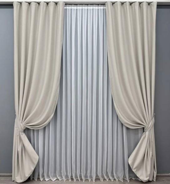 Комплект штор шенил 1,5х2,7 м 2 шт. Дымчатый белый (1698ш 33-0584)