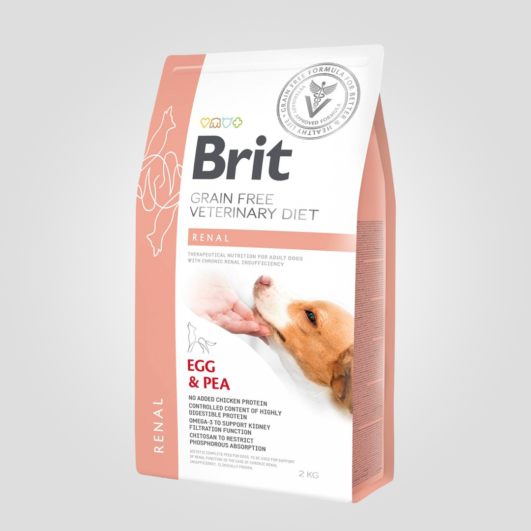 Корм сухой Brit VetDiet Dog Renal для собак при почечной недостаточности с яйцом горохом и гречкой 2 кг (2183783305)