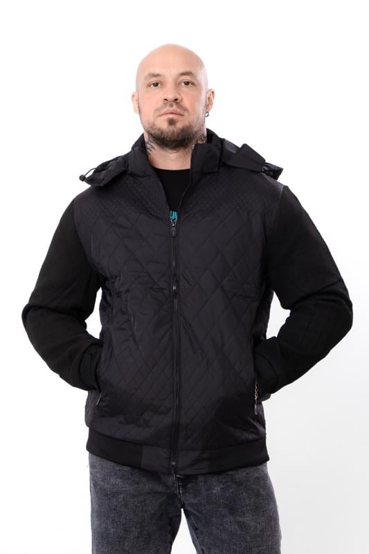 Куртка демісезонна чоловіча з відстібним капюшоном та кишенями Носи Своє 3XL Чорний (14282) Куртка демісезонна чоловіча з відстібним капюшоном та кишенями Носи Своє 3XL Чорний (14282)