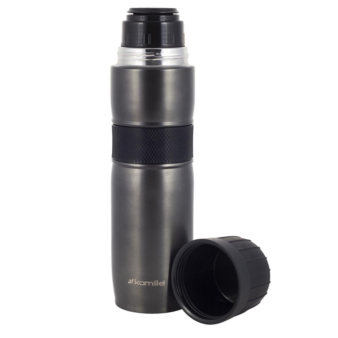 Термос с помповым механизмом Kamille KM-2039 из нержавеющей стали 950 мл Черный (150-84-2039.1) - фото 3