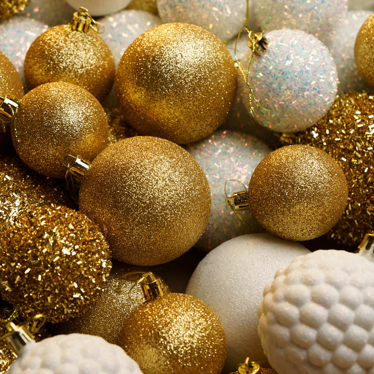 Набор новогодних шаров Блеск 40 шт. Золотой - фото 4