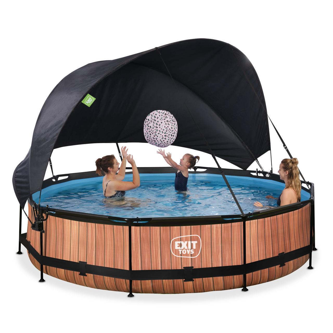 Бассейн каркасный Exit Toys с тентом 360х76 см Дерево (2431476588)
