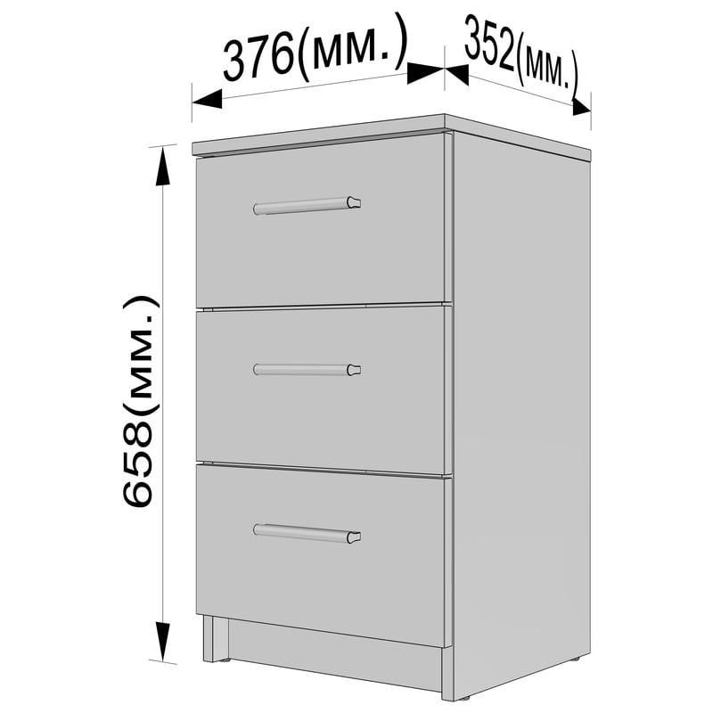 Тумба універсальна на 3 ящика 376x659x350 мм Белый (A-24) - фото 4