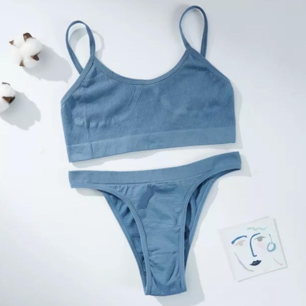 Комплект нижнего белья в рубчик танга M/L Белый (1710883833) - фото 5 Комплект нижнего белья в рубчик танга M/L Белый (1710883833) - фото 5