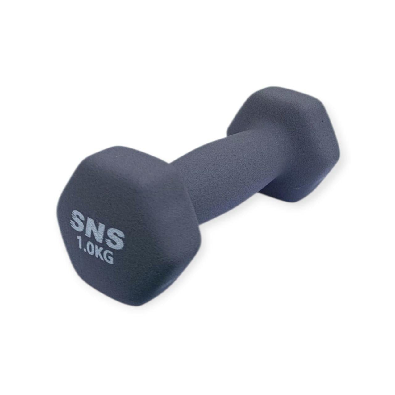 Гантели для фитнеса SNS виниловые матовые по 1 кг 2 шт. Серый