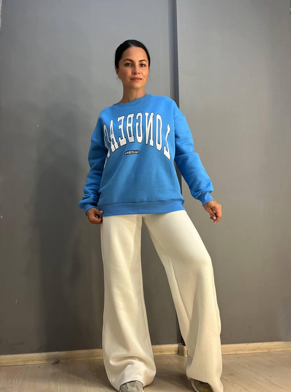 Свитшот женский QUZEN 488 long beach флис утепленный S Голубой (2872) - фото 2 Свитшот женский QUZEN 488 long beach флис утепленный S Голубой (2872) - фото 2