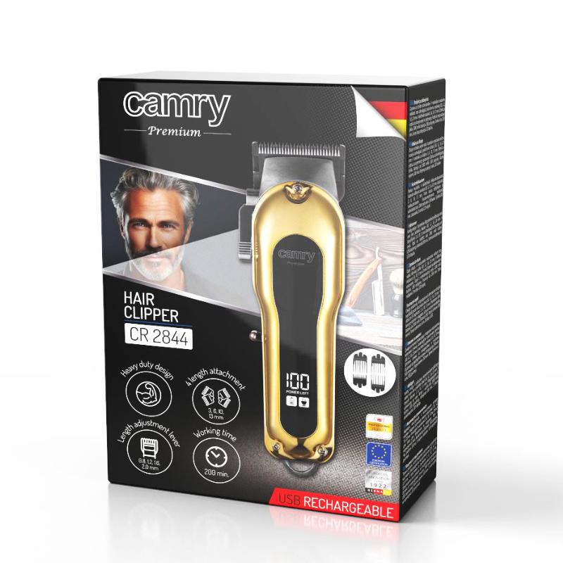 Машинка для стрижки волос Camry CR 2844 аккумуляторная 100 Вт с LCD дисплеем USB 4 насадки Gold - фото 10 Машинка для стрижки волос Camry CR 2844 аккумуляторная 100 Вт с LCD дисплеем USB 4 насадки Gold - фото 10