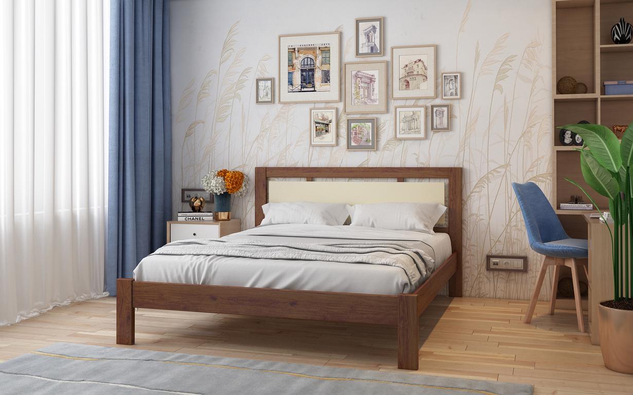 Кровать двуспальная STEMMA Прайм из натурального дерева сосна 180x200 см Махонь/Айвори (52199)